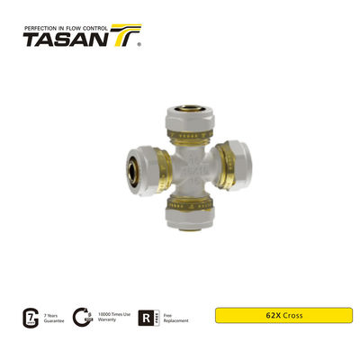 ISO228 Thread Brass Cross Fitting Untuk Sistem Pipa Komersial 62X