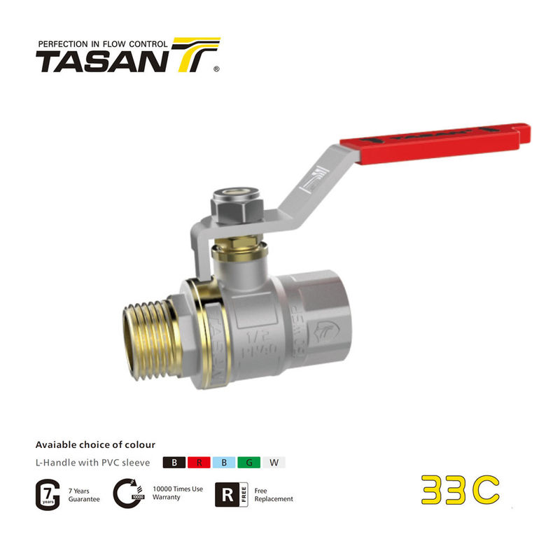 Nikel Plated Forged 4 Inch Brass Ball Valve Aliran Penuh PN16/230psi 33C